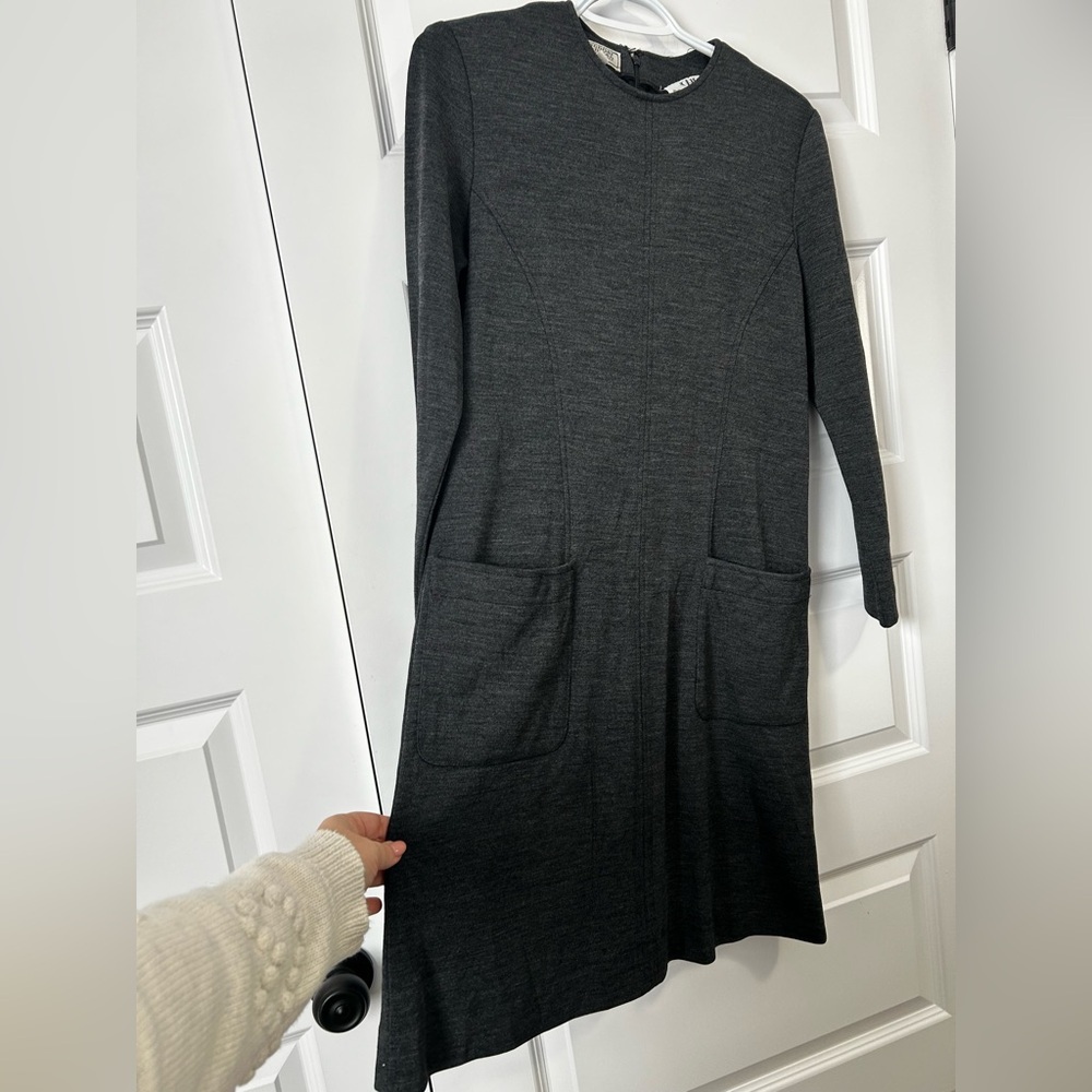 Bergdorf Goodman Wool Vintage Long Sleeve Sheath Dress - Picture 2 of 12